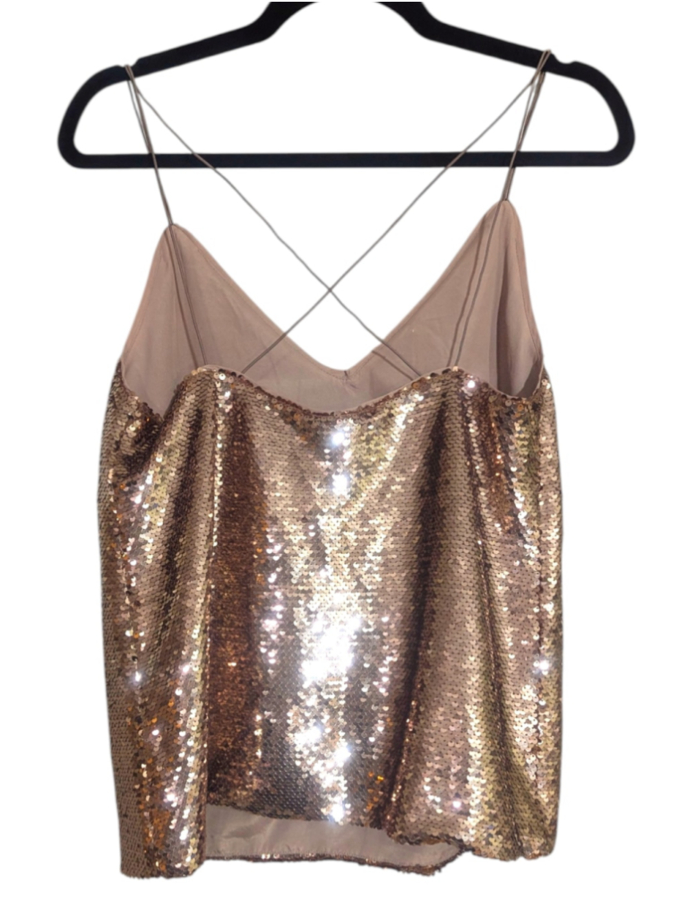 ASOS Rose Gold Sequin Camisole Top Size 6 - Picture 2 of 5